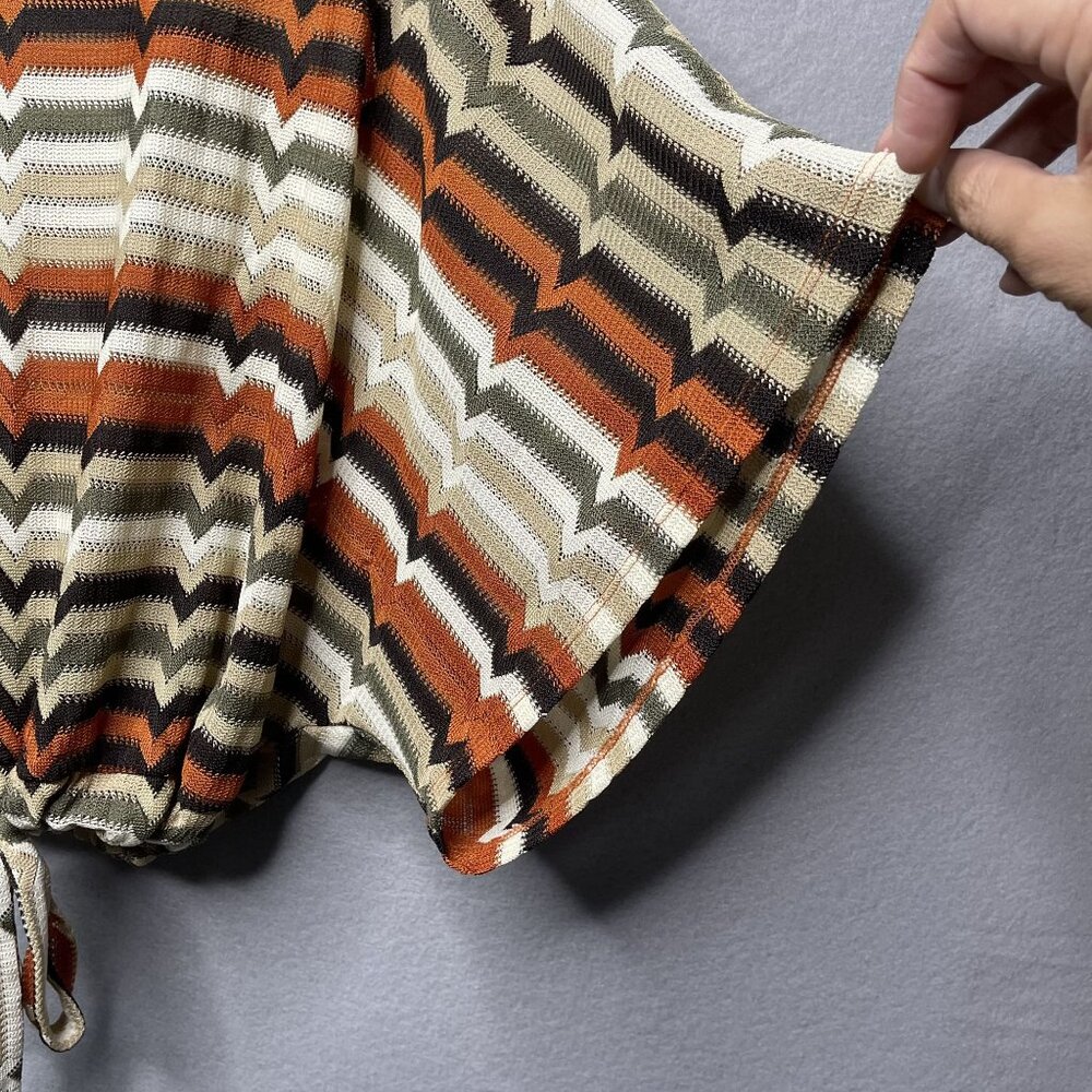 ZARA Striped Dolman Sleeve Elastic Waist Boho Top - Picture 7 of 9